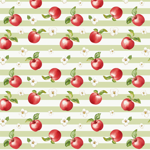 Tecido Tricoline Digital Maçãs Listrado Verde 9100E16040