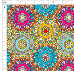 Tecido Tricoline Digital Mandalas Multicolor 9100e7876