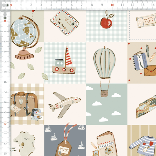 Tecido Tricoline Digital Modo Viagem em Quadrinhos 9100E16051