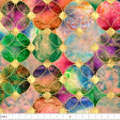 Tecido Tricoline Digital Mosaico Colorido Circular 9100e2271