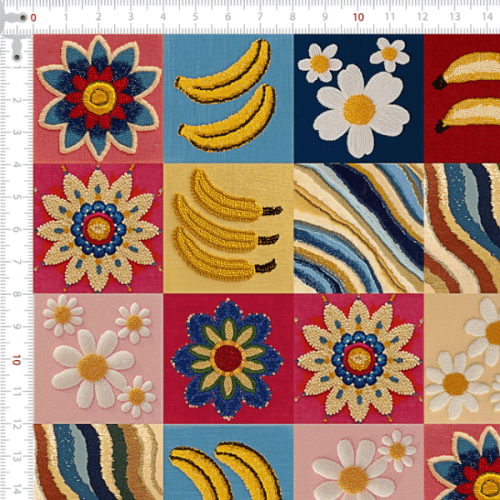 Tecido Tricoline Digital Mosaico Tropical 9100E15171