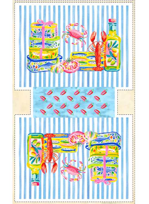 Tecido Tricoline Digital Necessaire Peixe e Limão Siciliano 9100E15941