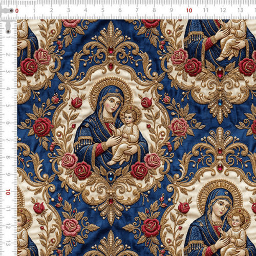 Tecido Tricoline Digital Nossa Senhora com Menino Jesus 9000e217