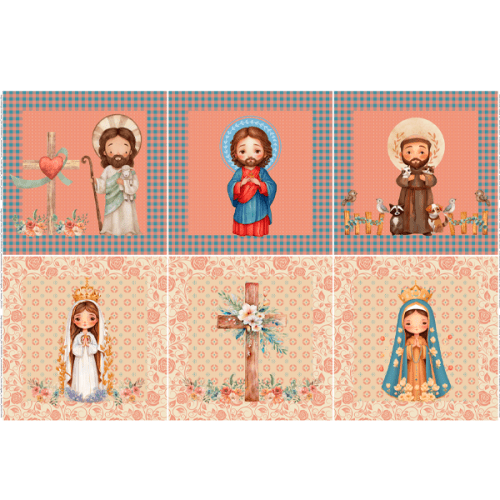 Tecido Tricoline Digital Painel Almofadas Santos Infantil 9100E14945