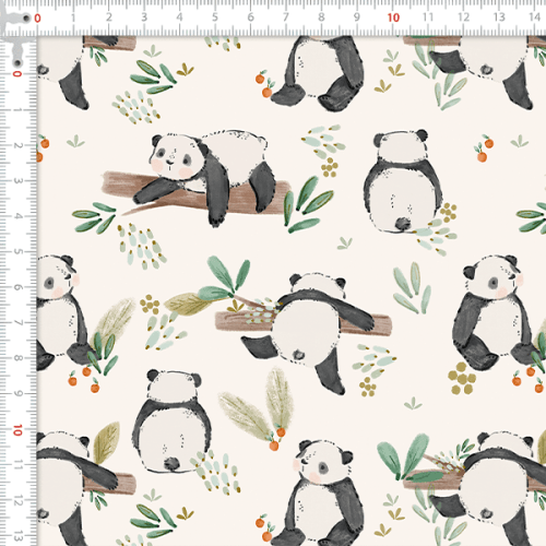 Tecido Tricoline Digital Panda Bosque Infantil 9100E16034