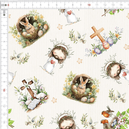 Tecido Tricoline Digital Páscoa Paixão de Cristo 9050v359 Tecido Tricoline Digital Páscoa Paixão de Cristo 9050v359