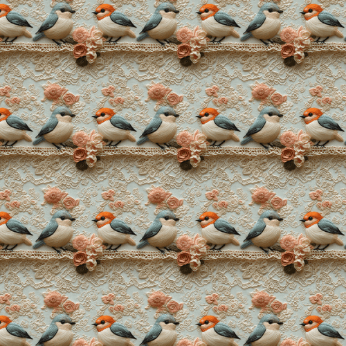 Tecido Tricoline Digital Pássaros Floral Detalhado 9100E15895