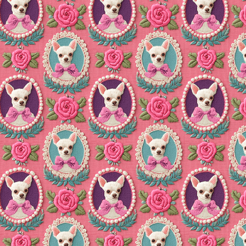 Tecido Tricoline Digital Pet Dog Floral 9100E15899