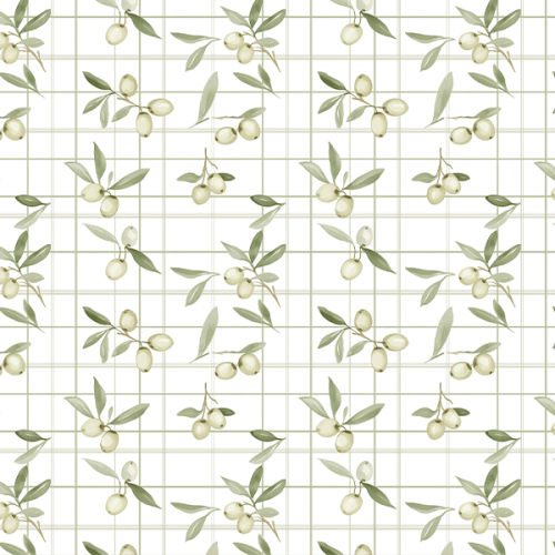 Tecido Tricoline Digital Ramos de Oliveiras com Azeitonas 9100E16043