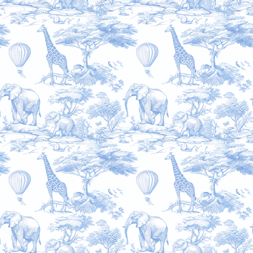 Tecido Tricoline Digital Safari Animais Azul 9100E15909