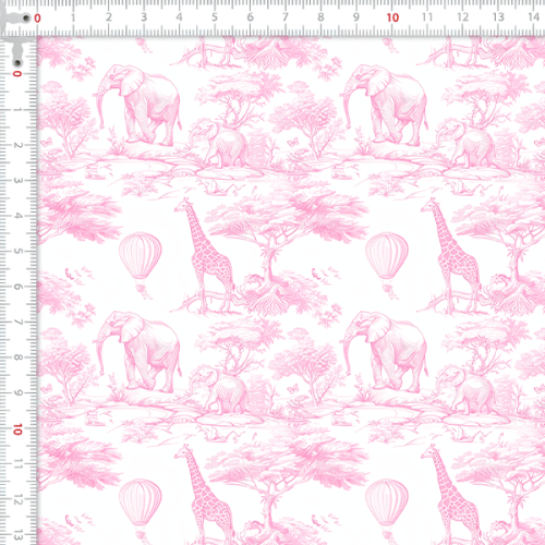 Tecido Tricoline Digital Safari Animais Rosa 9100E15918