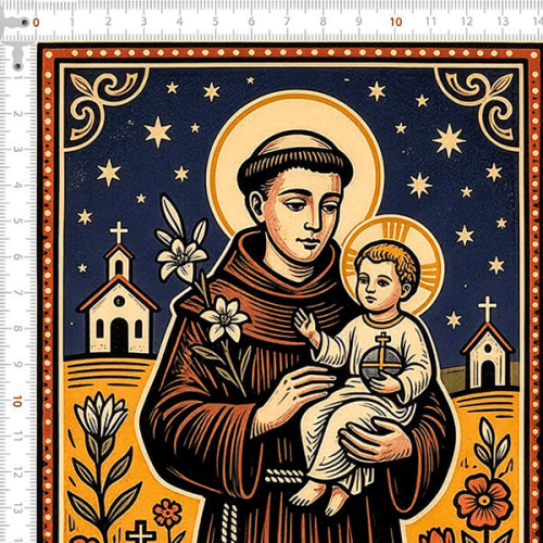Tecido Tricoline Digital Santo Antônio e Nossa Senhora 9000e219