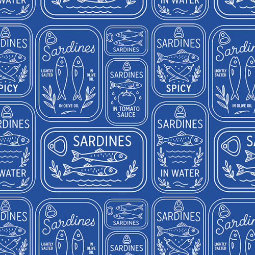 Tecido Tricoline Digital Sardinhas em Molduras 9100e16448