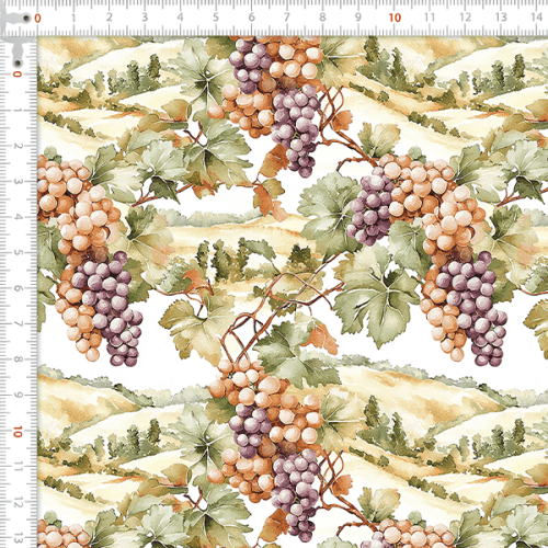 Tecido Tricoline Digital Uvas Paisagem Vinhedo 9100E16166