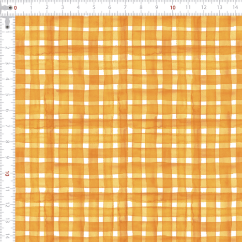Tecido Tricoline Digital Xadrez Fundo Aquarelado Amarelo 9100E15119