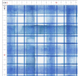 Tecido Tricoline Digital Xadrez Listra Azul Aquarela 9100e8500