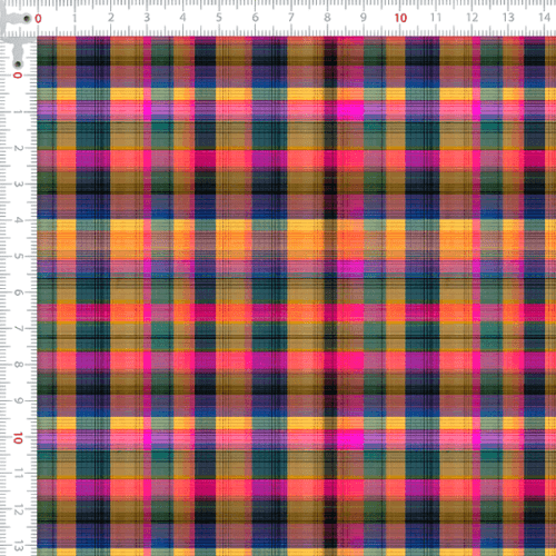Tecido Tricoline Digital Xadrez Multicolor 9100E15892