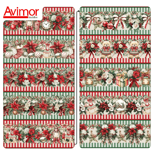 Tecido Tricoline Estampado Barrado Digital Natal Clássico 9101E14983