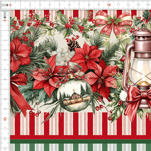 Tecido Tricoline Estampado Barrado Digital Natal Clássico 9101E14983