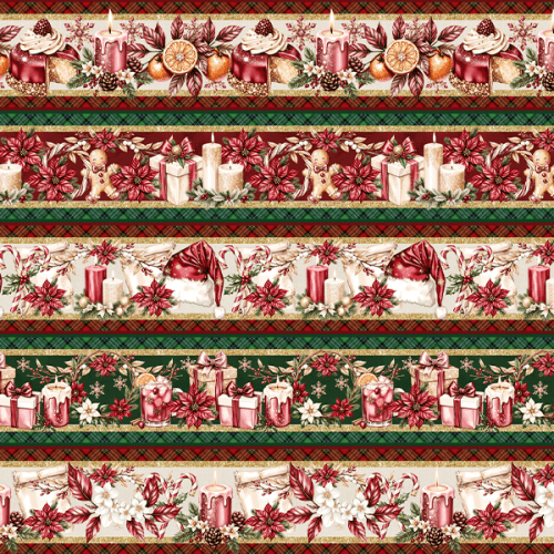 Tecido Tricoline Estampado Barrado Digital Sabores de Natal 9101E14984