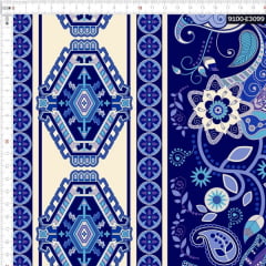 Tecido Tricoline Estampado Digital Arabesco Azulejo 9100e3099
