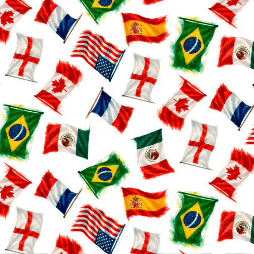 Tecido Tricoline Digital Bandeiras em Aquarela Copa do Mundo A2361
