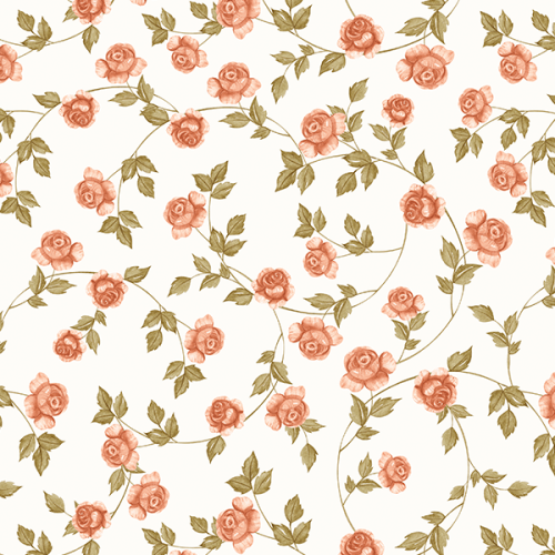 Tecido Tricoline Estampado Digital Botões de Rosa e Ramos 9100E16064
