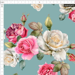 Tecido Tricoline Estampado Digital Botões de Rosas 9100e3471