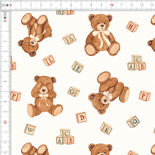 Tecido Tricoline Estampado Digital Brincadeira de Urso 9100E16073