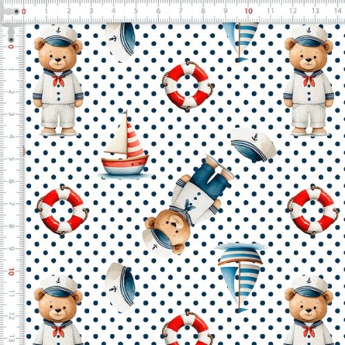 Tecido Tricoline Estampado Digital Capitão Urso Poá Branco 9100E16119