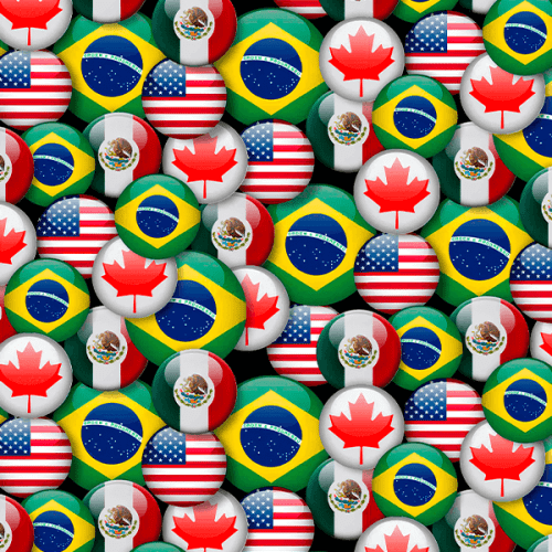 Tecido Tricoline Digital Circulos de Nações Copa do Mundo A2358