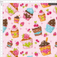 Tecido Tricoline Estampado Digital Cupcakes Gourmet 9100e4221
