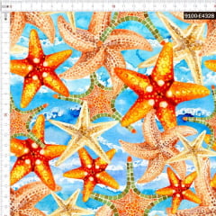 Tecido Tricoline Estampado Digital Estrelas do Mar 9100e4328