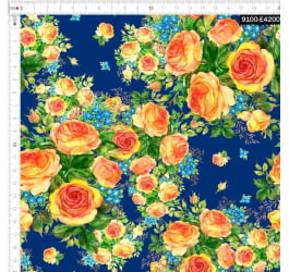 Tecido Tricoline Estampado Digital Floral Buquê em Aquarela 9100e4200
