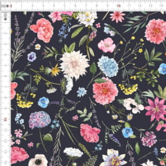 Tecido Tricoline Estampado Digital Floral De Verão 9100e5622