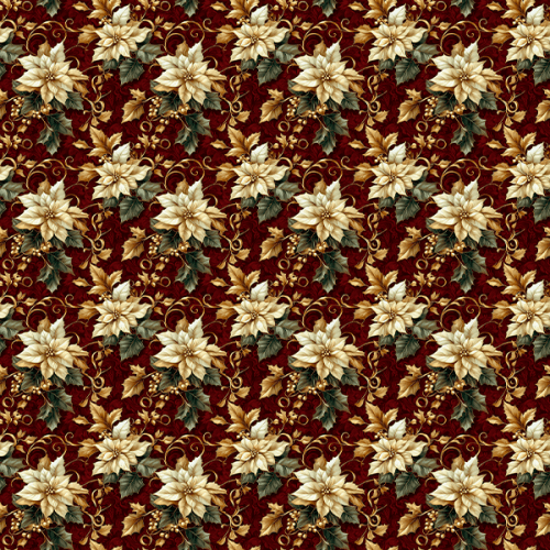 Tecido Tricoline Estampado Digital Floral Natal de Luxo 9101E14946