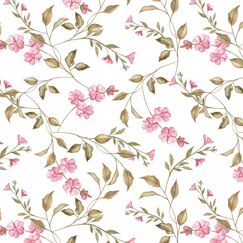 Tecido Tricoline Estampado Digital Floral Rosa Miúdo e Ramos 9100E16065