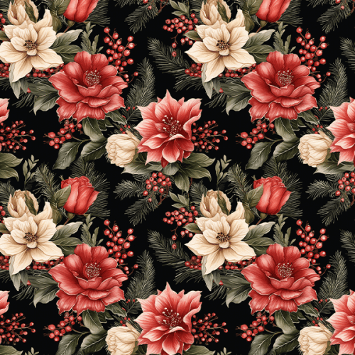 Tecido Tricoline Estampado Digital Flores de Natal 9101E14949