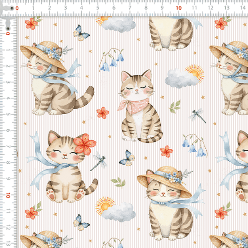 Tecido Tricoline Estampado Digital Gatinhos da Primavera 9100E16613