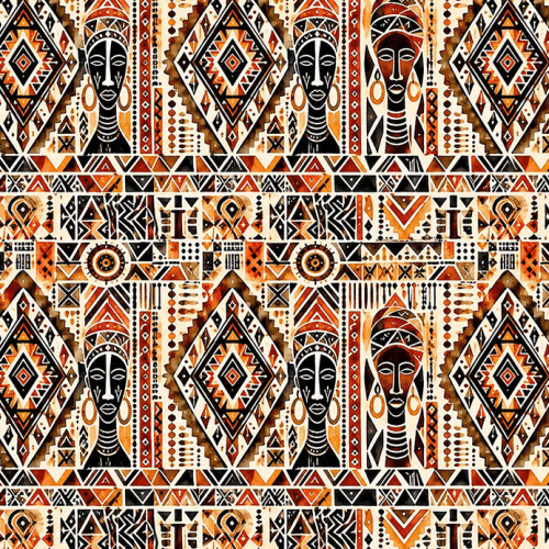 Tecido Tricoline Estampado Digital Geométrico Africano em Tons Terrosos 9016E046 Tecido Tricoline Estampado Digital Geométrico Africano em Tons Terrosos 9016E046