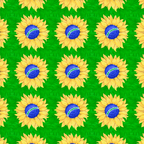 Tecido Tricoline Digital Girassol Brasileiro Copa do Mundo A2339