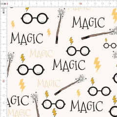 Tecido Tricoline Estampado Digital Harry Potter Varinha e Óculos 9100e4929