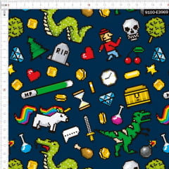 Tecido Tricoline Estampado Digital Jogos 8 Bits 9100e3969