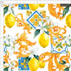 Tecido Tricoline Estampado Digital Limão Siciliano Arabesco 9100e3473