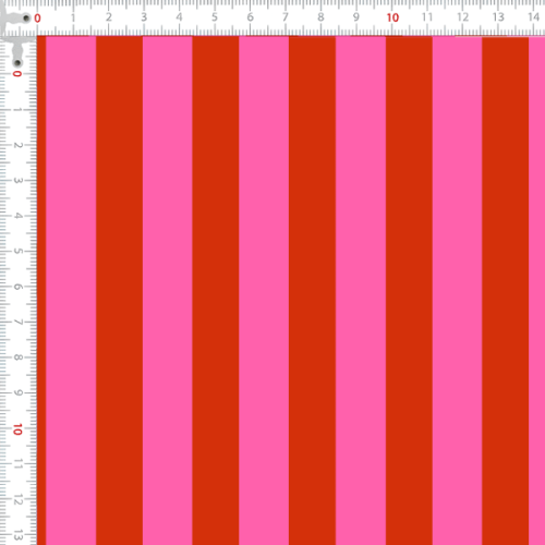 Tecido Tricoline Estampado Digital Listrado Rosa e Laranja 9100E16761