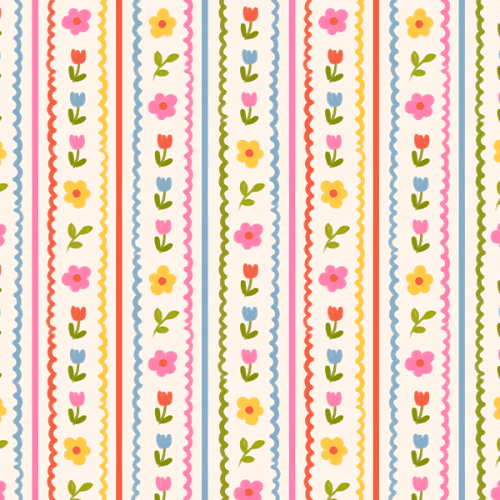 Tecido Tricoline Estampado Digital Listras Floridas 9100E16740