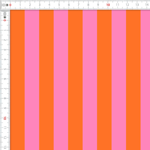 Tecido Tricoline Estampado Digital Listras Laranja e Rosa 9100E16749