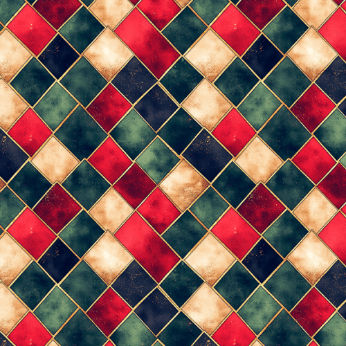 Tecido Tricoline Estampado Digital Losangos Natalinos 9101E14952