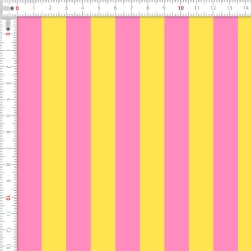 Tecido Tricoline Estampado Digital Lsitras Rosa e Amarelo 9100E16747