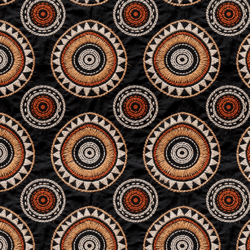 Tecido Tricoline Estampado Digital Mandalas Étnicas Bordadas 9016E044